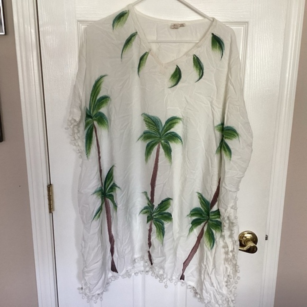 Beige Top with Green Floral Design